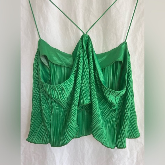 Good American Plisse Bungee Strap Crop Top in Summer Green - Size 1/2 Size S/M - Picture 11 of 13